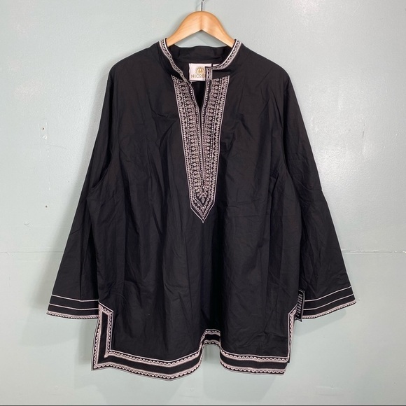 Nicoblu Maharani Tuxedo Tunic Black White Sz 4X - Picture 2 of 5